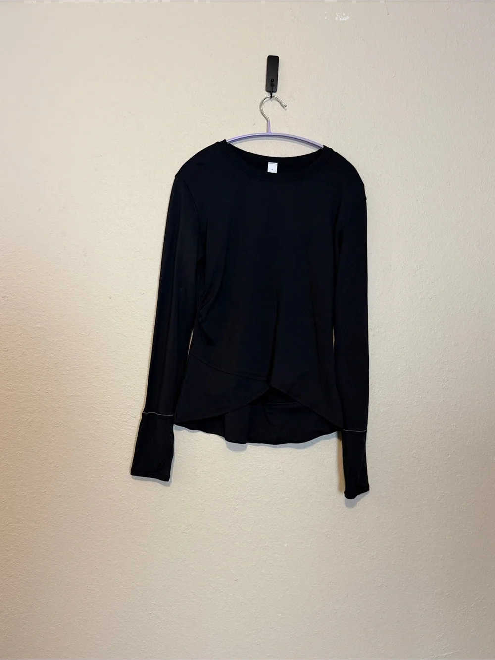 Lululemon Rulu‎ Gathered Waist Long Sleeve Run Top Black Size Medium